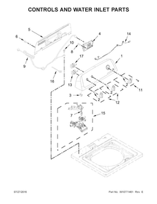 Controls And Water Inlet Parts Diagram and Parts List for NTW4605EW0  Amana Washer