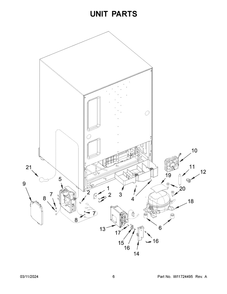 Unit Parts Diagram and Parts List for JUBFR242HX02  Jenn-Air Refrigerator