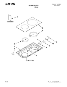 Glass Cartridge Diagram and Parts List for A122W13  Maytag Range