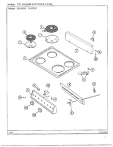 Top Assembly/control Panel Diagram and Parts List for DF-450067  Maytag Range
