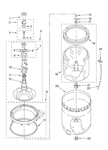 Agitator, Basket And Tub Parts Diagram and Parts List for NTW4600VQ1  Amana Washer