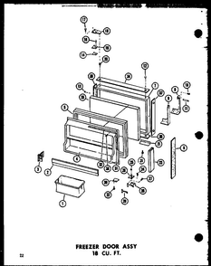 Freezer Door Assy 18 Cu. Ft. Diagram and Parts List for TC18B-P73500-7W  Amana Refrigerator