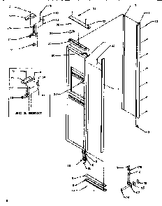 Door/hinge/trim Freezer Diagram and Parts List for SRDE520SBW-P1183102WW  Amana Refrigerator