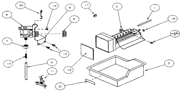 Icemaker Diagram and Parts List for 85161-P1117111W  Amana Refrigerator