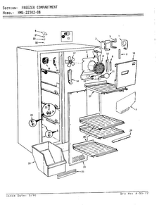 Freezer Compartment Diagram and Parts List for 22302A  Admiral Refrigerator