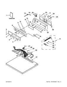 Top And Console Parts Diagram and Parts List for MDG18PRAWW0  Maytag Dryer