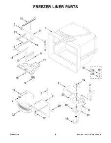 Freezer Liner Parts Diagram and Parts List for ABB1924BRW05  Amana Refrigerator