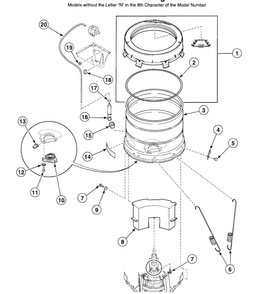 Tub Assy 2 Diagram and Parts List for SWT020LN  Speed Queen Washer