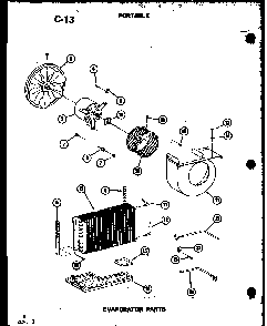 Evaporator Parts Diagram and Parts List for 8P-5L P69053-1R Amana Air Conditioner