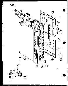 Lower Freezer Door Pan Diagram and Parts List for SLDI25F-A-P76421-1WA  Amana Refrigerator