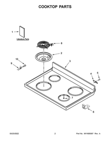 Cooktop Parts Diagram and Parts List for 4KMER7600AW3  Maytag Range