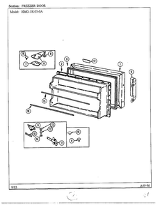 Freezer Door Diagram and Parts List for 18103-0A  Admiral Refrigerator