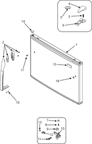 Freezer Outer Door Diagram and Parts List for GT2183PEKW  Maytag Refrigerator