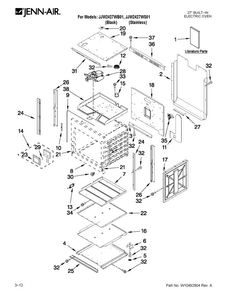 Oven Parts Diagram and Parts List for JJW2427WS01  Jenn-Air Wall Oven