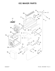 Ice Maker Parts Diagram and Parts List for JF36NXFXDE00  Jenn-Air Refrigerator