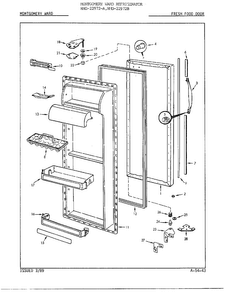 Fresh Food Door Diagram and Parts List for 22972A  Admiral Refrigerator