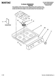 Cooktop Parts Diagram and Parts List for MGRH865QDS1  Maytag Range