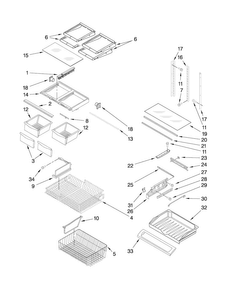 Shelf Parts Diagram and Parts List for AFF2534FES5  Amana Refrigerator