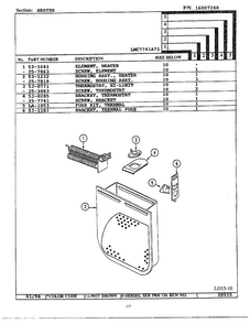 Heater Diagram and Parts List for LNC7741A71  Maytag Dryer