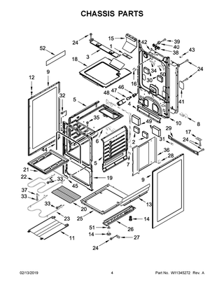 Chassis Parts Diagram and Parts List for AEP222VAW3  Maytag Range