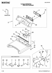 Top And Console Parts Diagram and Parts List for MGDB200VQ0  Maytag Dryer