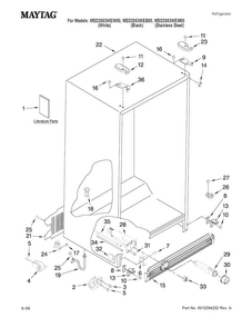 Cabinet Parts Diagram and Parts List for MSD2553WEB00  Maytag Refrigerator