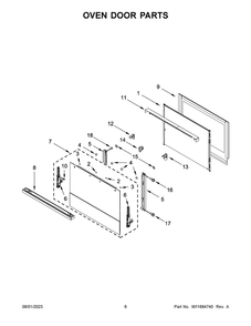 Oven Door Parts Diagram and Parts List for JJW2427LM01  Jenn-Air Wall Oven