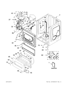 Lower Cabinet And Front Panel Parts Diagram and Parts List for MLE24PDAYW2  Maytag Dryer