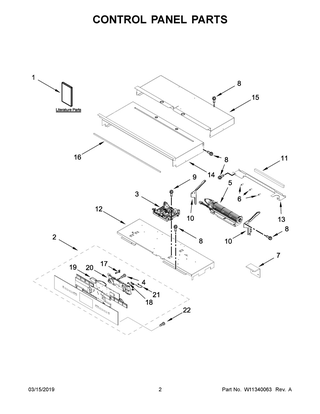 Control Panel Parts Diagram and Parts List for JJW3830IM00  Maytag Wall Oven