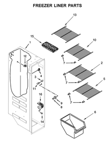Freezer Liner Parts Diagram and Parts List for 5GRS315NHM00  Maytag Refrigerator