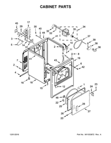 Cabinet Parts Diagram and Parts List for 4KMEDC425FW0  Maytag Dryer