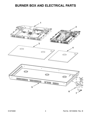 Burner Box And Electrical Parts Diagram and Parts List for JIC4736HS0  Maytag Range