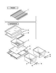 Shelf Parts Diagram and Parts List for A8RXEGFXD00  Amana Refrigerator