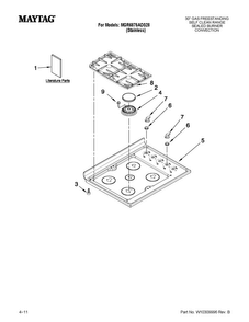 Cooktop Parts Diagram and Parts List for MGR6875ADS28  Maytag Range
