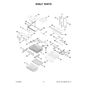 Shelf Parts Diagram and Parts List for MRFF5036PZ02  Maytag Refrigerator