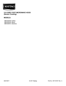 Cover Sheet Diagram and Parts List for MMV4205FB1  Maytag Microwave
