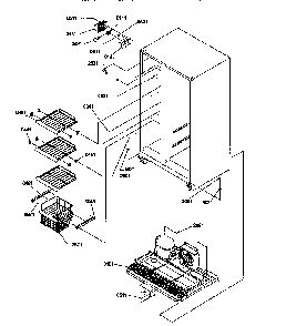 Freezer Shelves And Light Diagram and Parts List for SMD21TBW-P1193911WW  Amana Refrigerator