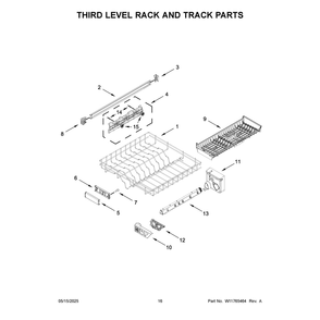 Third Level Rack And Track Parts Diagram and Parts List for MDPS7024SZ0  Maytag Dishwasher
