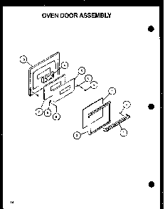 Oven Door Assembly Diagram and Parts List for RLS359UOFC-P1141107NW  Caloric Range