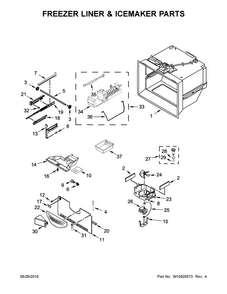 Freezer Liner & Icemaker Parts Diagram and Parts List for MBF1958FEB00  Maytag Refrigerator