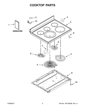 02 - Cooktop Parts Diagram and Parts List for MER8700DS2  Maytag Range