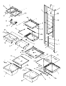 Refrigerator Shelving And Drawers Diagram and Parts List for SBD20S4L-P1190001WL  Amana Refrigerator