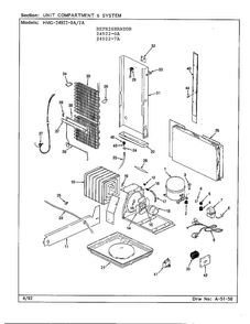 Unit Compartment And System Diagram and Parts List for 24922-7A  Admiral Refrigerator
