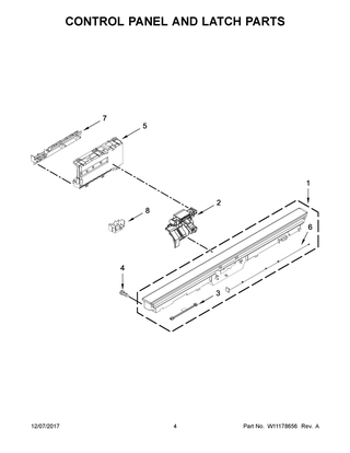 Control Panel And Latch Parts Diagram and Parts List for JDTSS244GS0  Maytag Dishwasher
