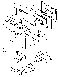 Oven Door And Storage Door Diagram and Parts List for ARG7200L-P1143323NL  Amana Range