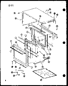 Outer Cabinet Diagram and Parts List for RRL-5D P75590-7M Amana Microwave