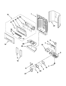 Dispenser Front Parts Diagram and Parts List for MSD2559XEB03  Maytag Refrigerator