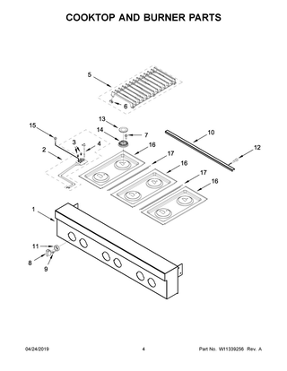 Cooktop And Burner Parts Diagram and Parts List for JGCP436HM00  Maytag Cooktop