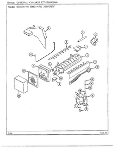 Optional Icemaker Kit Diagram and Parts List for HMG191760  Admiral Refrigerator