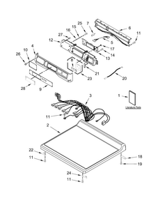 Top And Console Parts Diagram and Parts List for MDG25PNBGW0  Maytag Dryer